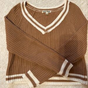Women's Brown V-Neck Sweater